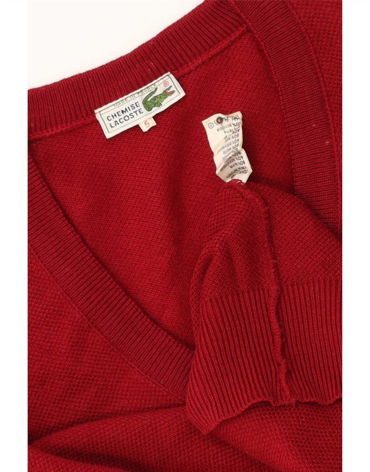 Lacoste veliki crveni vuneni muški džemper s V-izrezom, veličina 5