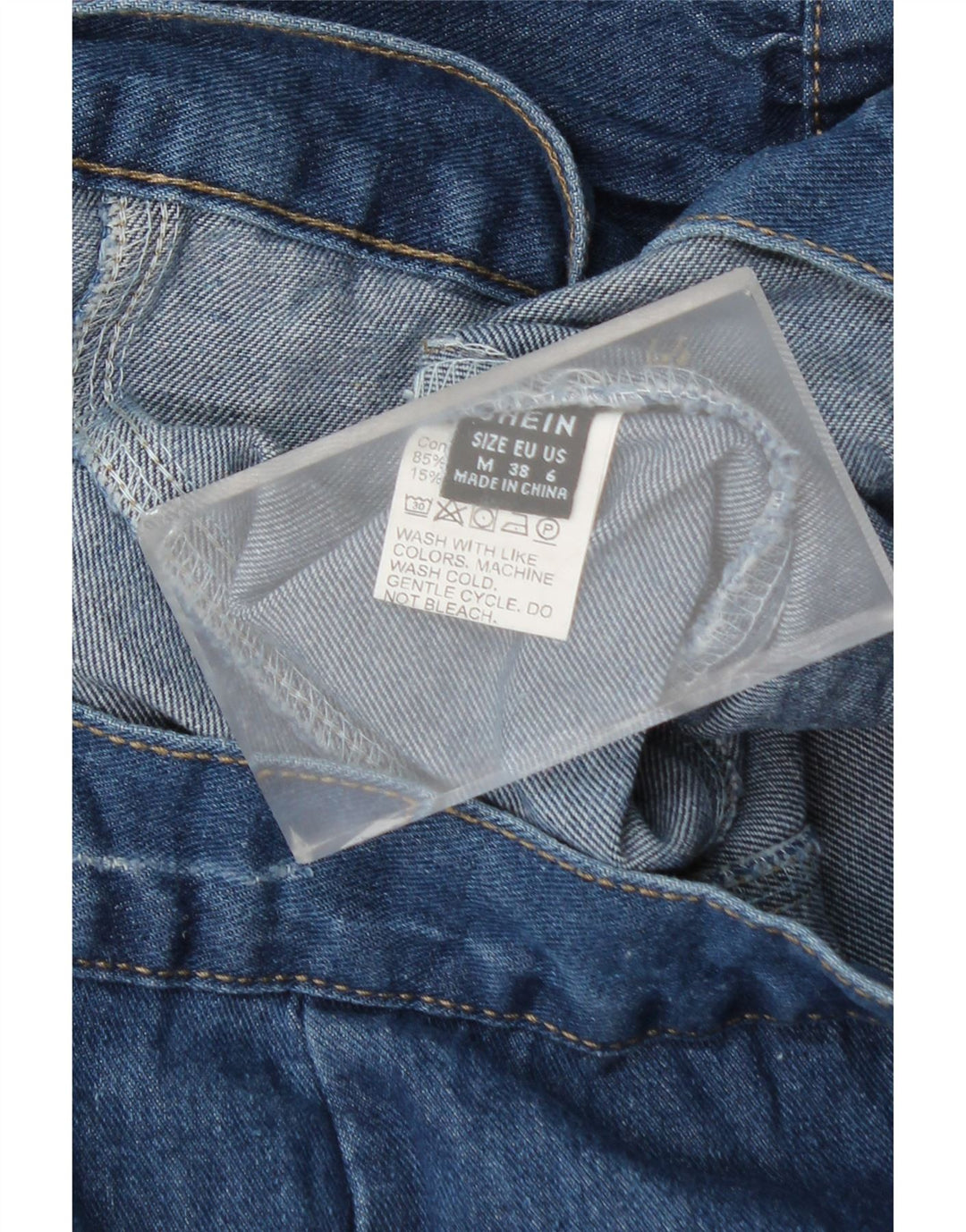 SHEIN Ženski kratki kardigan kratkih rukava UK 12 srednje plavi pamuk