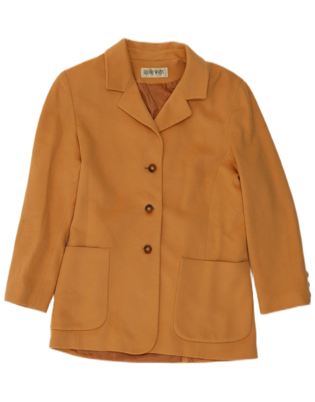 HENRY WHITE Ženska jakna s 3 gumba UK 14 Velika bež vunena