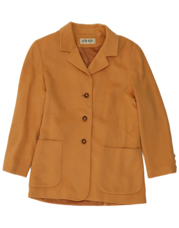 HENRY WHITE Ženska jakna s 3 gumba UK 14 Velika bež vunena