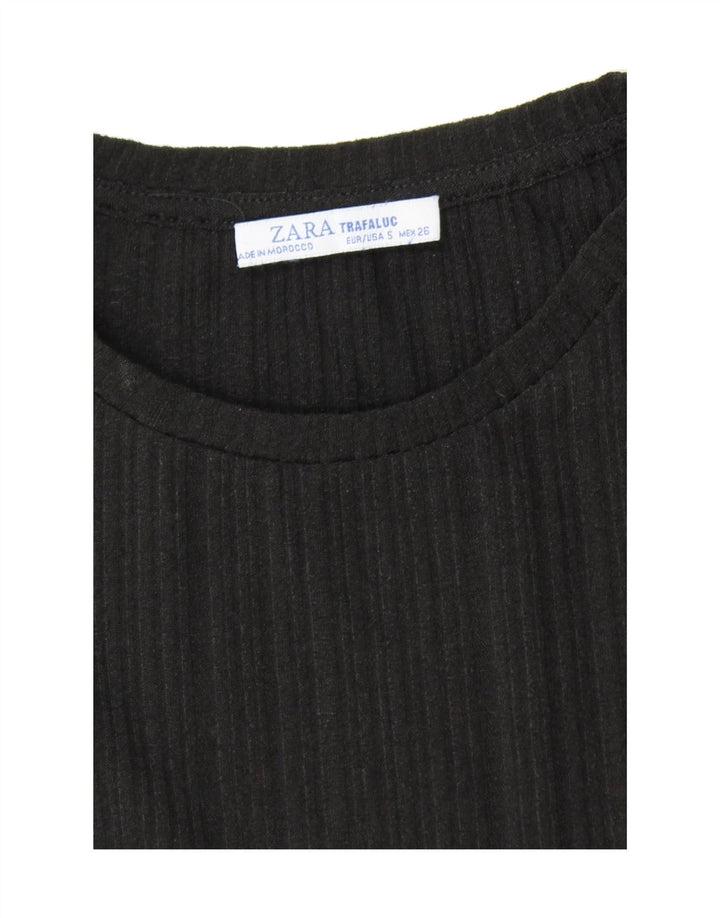 ZARA Womens Peplum Blouse Top UK 10 Small Black Vintage Zara and Second-Hand Zara from Messina Hembry 