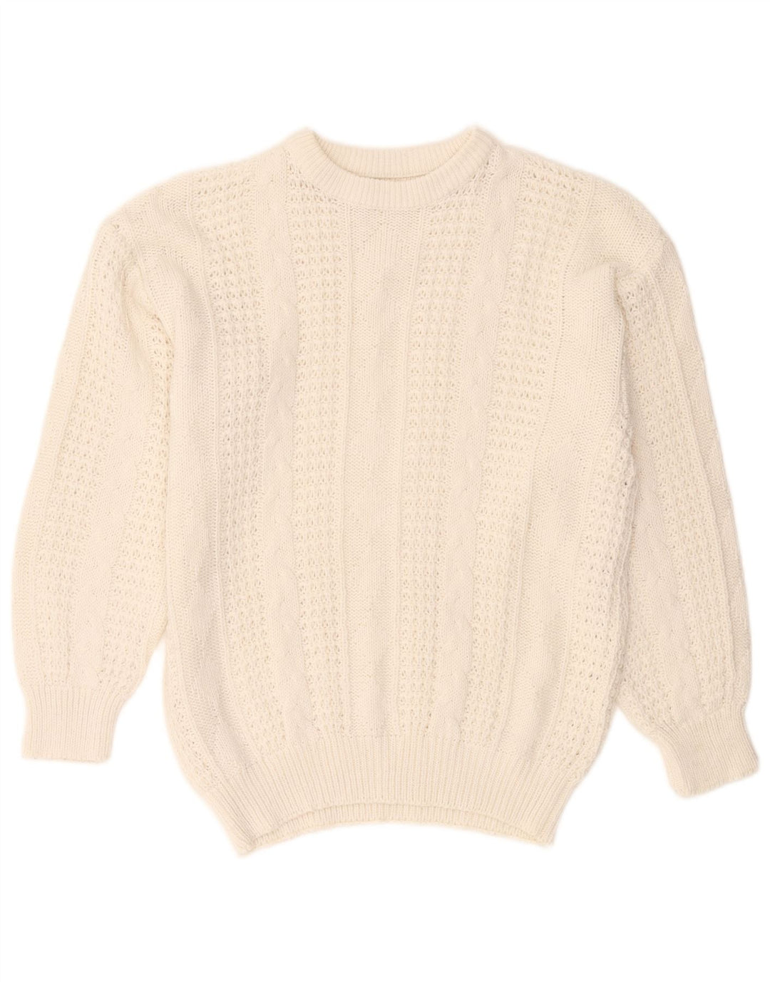 VINTAGE ženski pulover s okruglim izrezom UK 10/12 Srednje bijeli