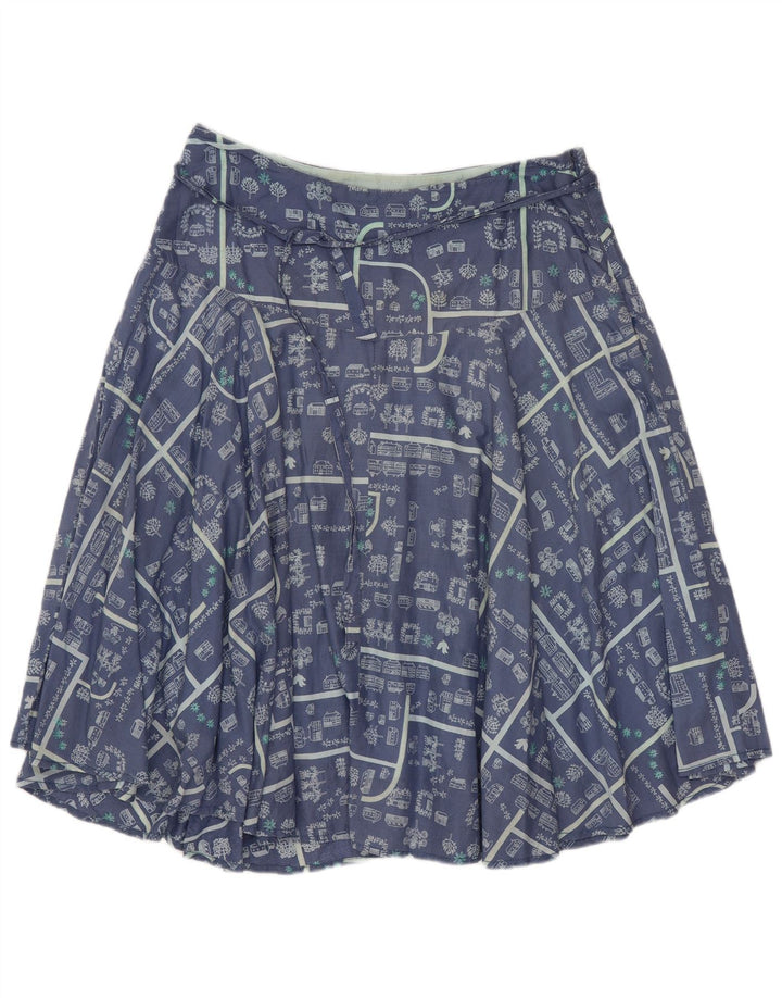 Bijela ženska grafička suknja A-kroja UK 12 srednje W30 plavi pamuk