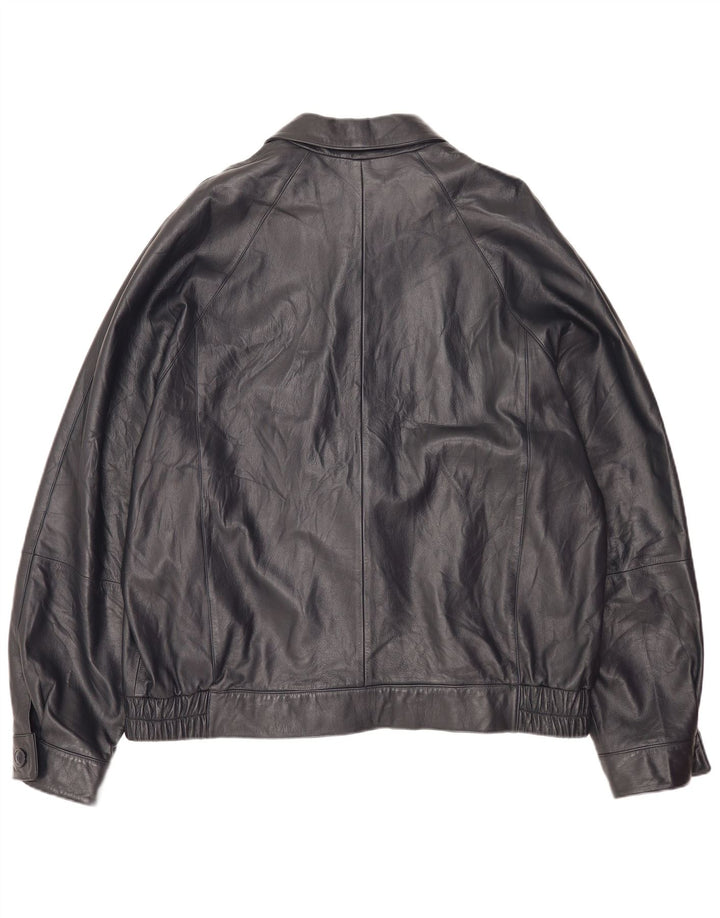 Vintage muška bomber kožna jakna IT 56 3XL crna koža