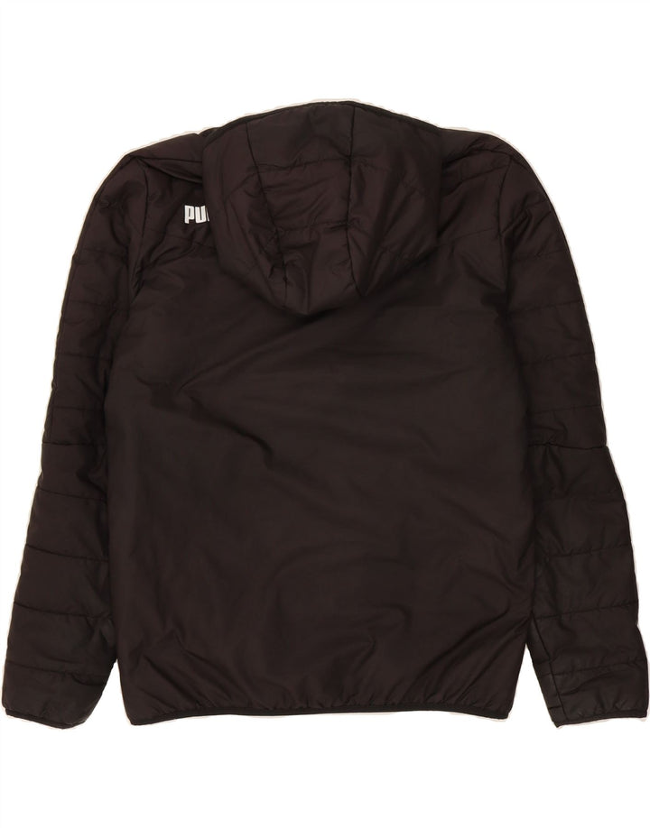 PUMA Mens Hooded Padded Jacket UK 38 Medium Black Polyester Vintage Puma and Second-Hand Puma from Messina Hembry 