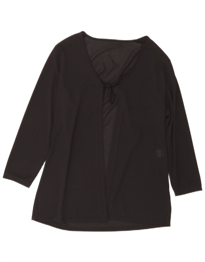 Vintage ženski kardigan dugih rukava UK 16 Veliki crni poliester