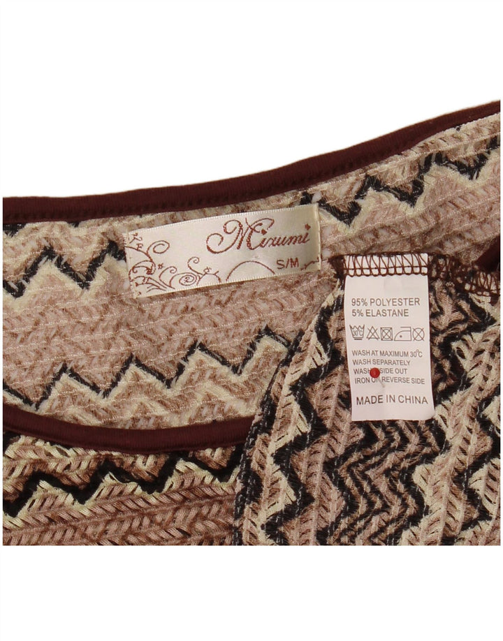 Mizumi ženska šišmiš velika bluza Top UK 10 Small Brown Chevron