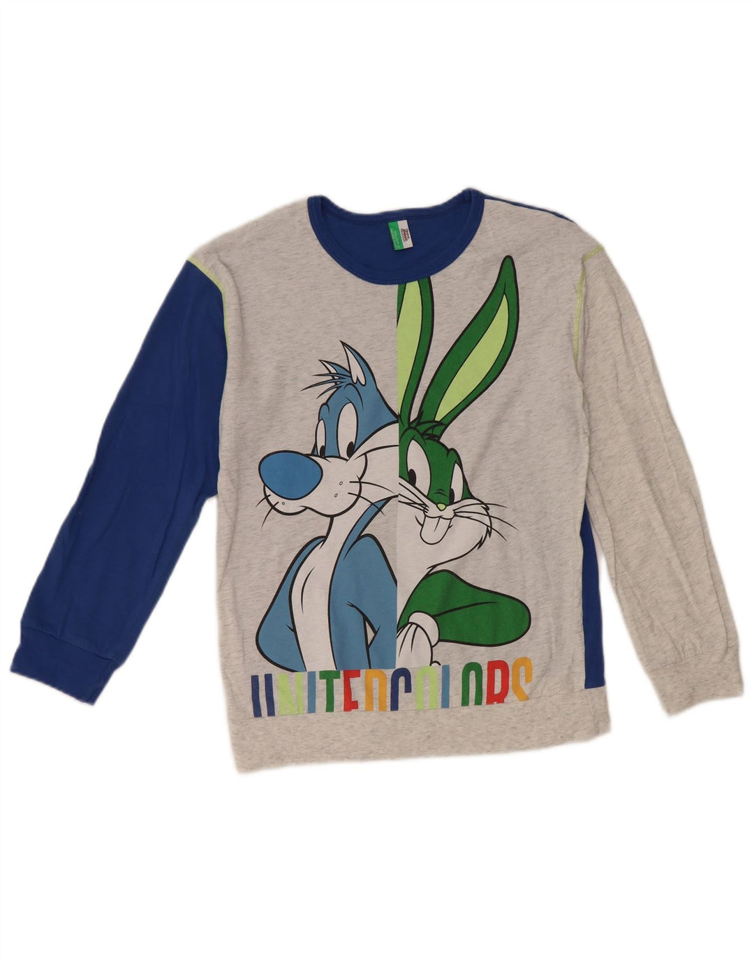BENETTON Boys Looney Tunes pulover s okruglim izrezom 10-11 godina XL siva