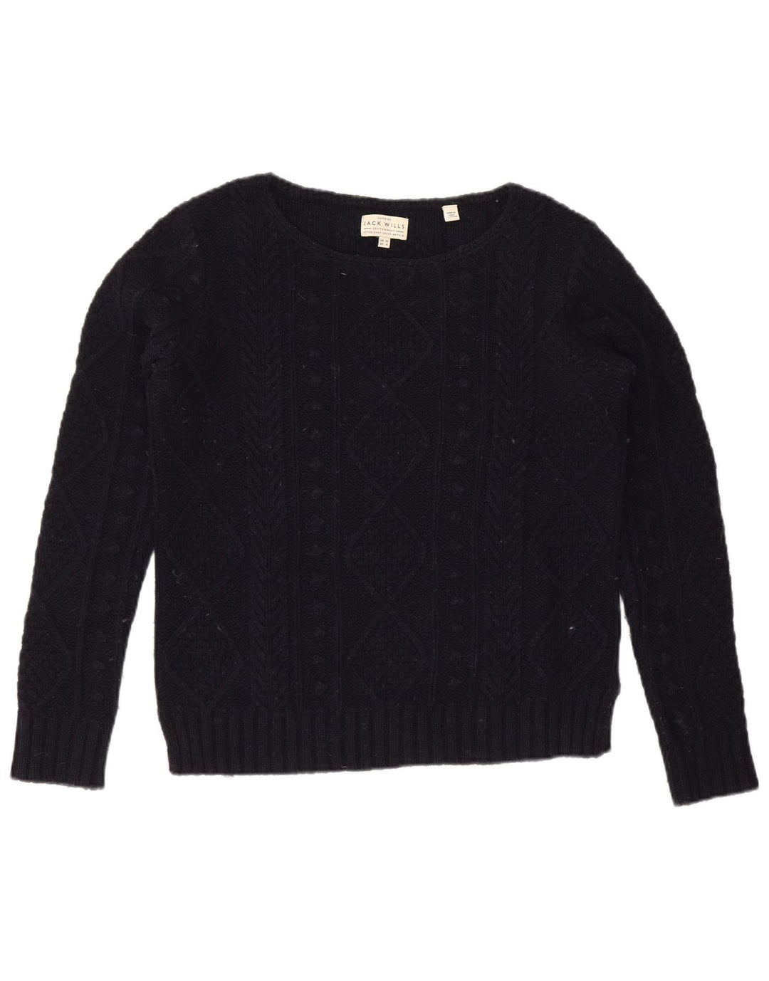 JACK WILLS Ženski pulover s velikim izrezom UK 10 Mali tamnoplavi