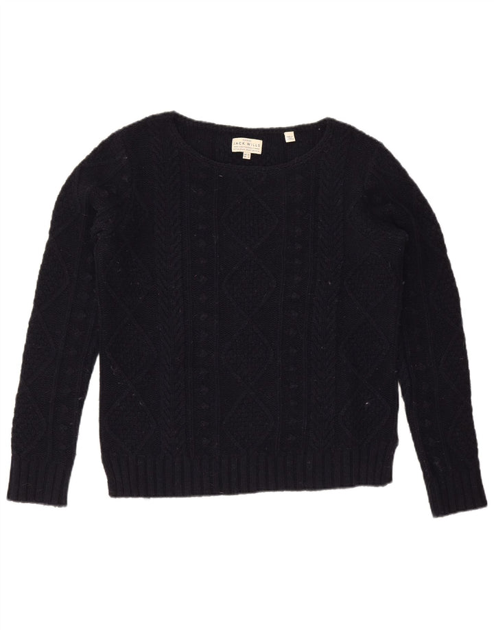 JACK WILLS Ženski pulover s velikim izrezom UK 10 Mali tamnoplavi