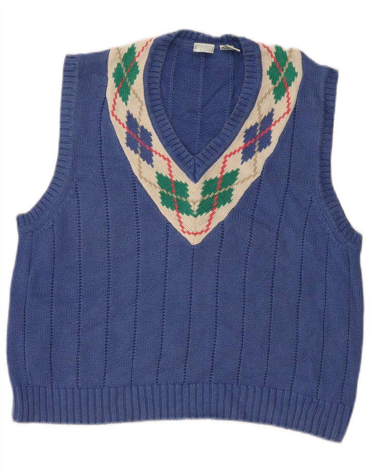 Izod ženski prsluk bez rukava UK 16 Large Blue Argyle/Diamond Cotton