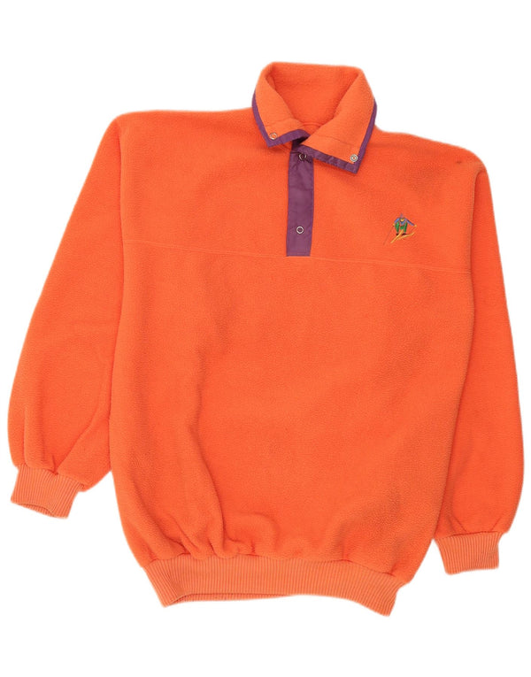 Vintage muški polo ovratnik od flisa srednje narančaste sportske boje