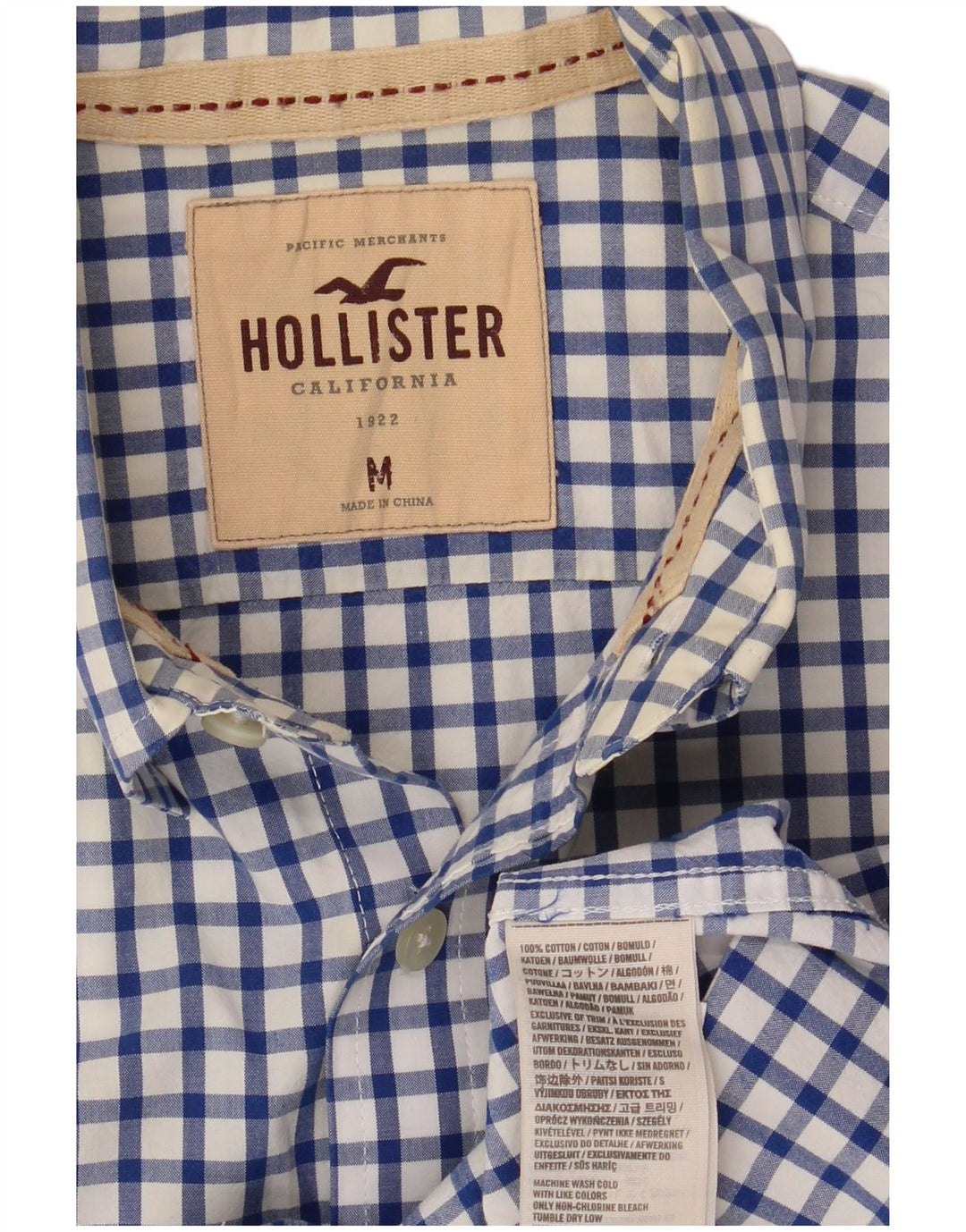 HOLLISTER Muška košulja Srednje plavi pamuk od ginghama