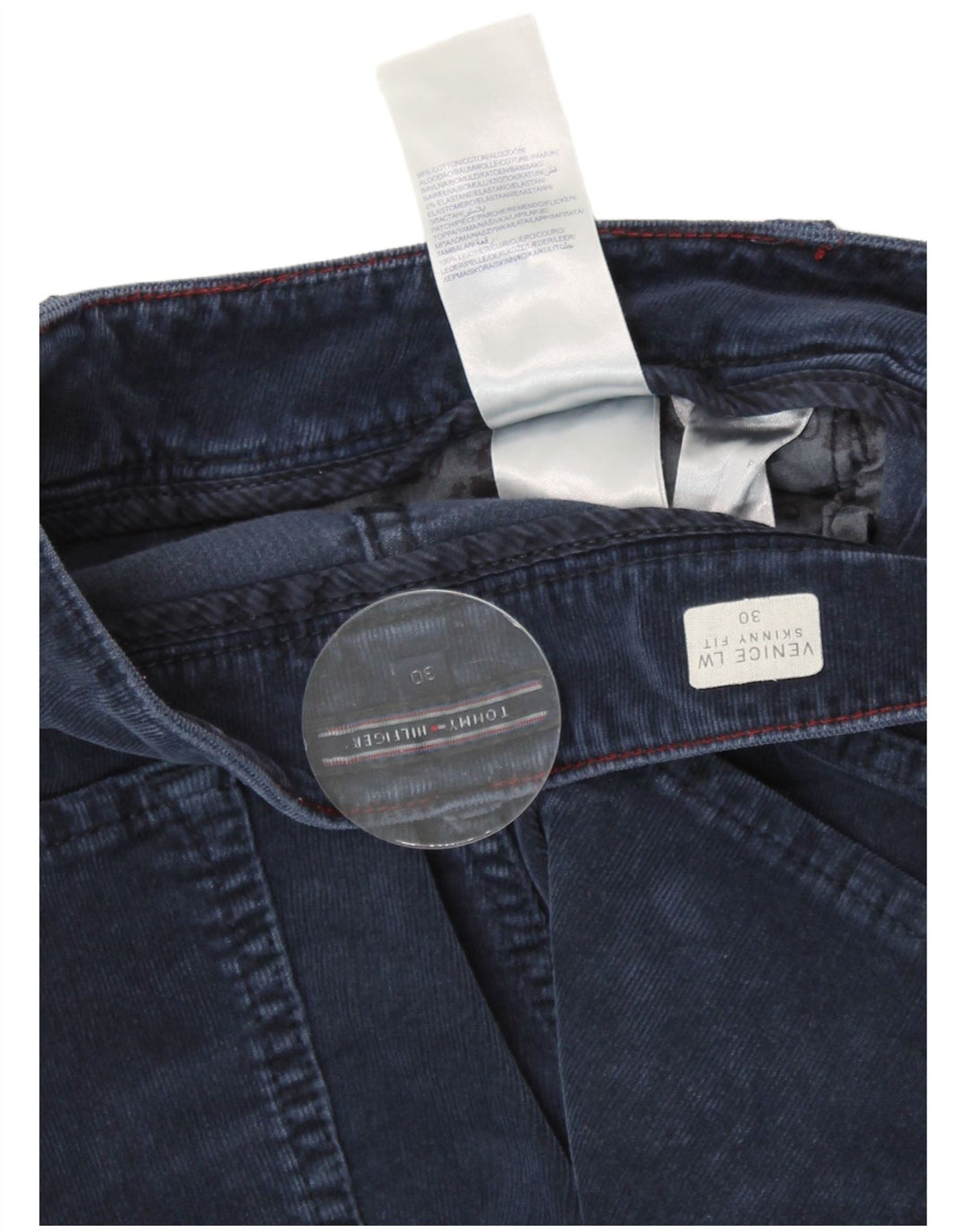 TOMMY HILFIGER Ženske Venice LW uske hlače od samta W30 L31 tamnoplave