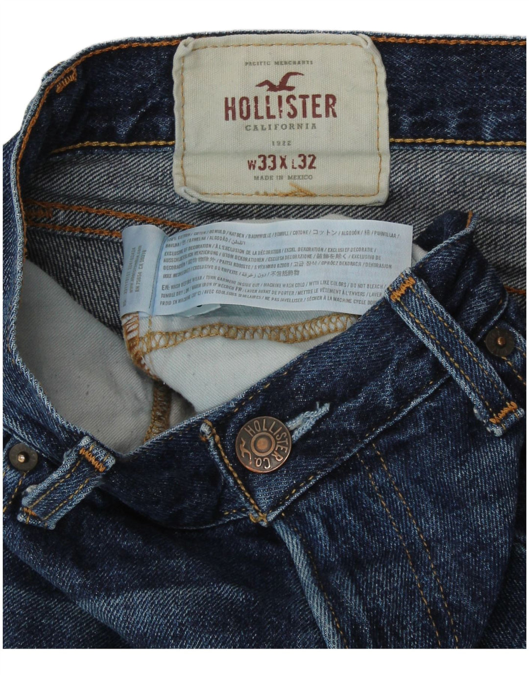HOLLISTER Muške uske traperice W33 L32 Plavi pamuk