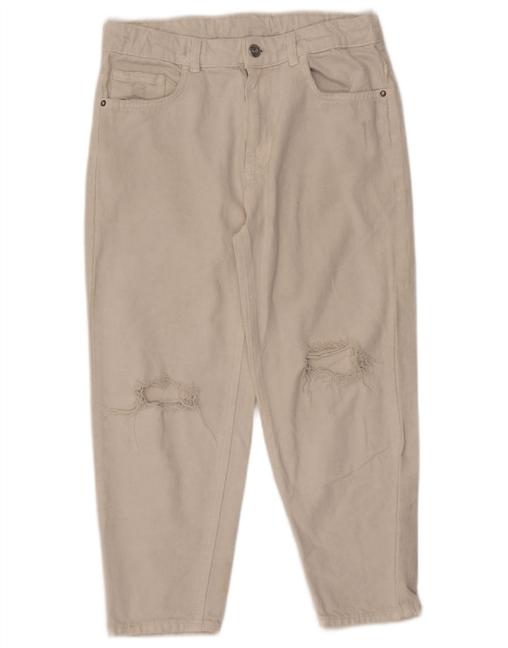 ZARA Girls Distressed sužene traperice visokog struka 13-14 godina W28 L22 Bijele