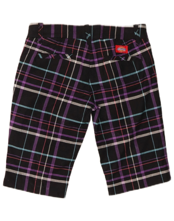 Dickies ženske bermuda chino kratke hlače US 3 XS W28 crni karirani pamuk