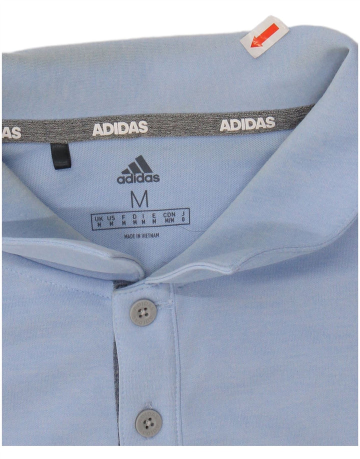 ADIDAS Mens Polo Shirt Medium Blue Colourblock Polyester