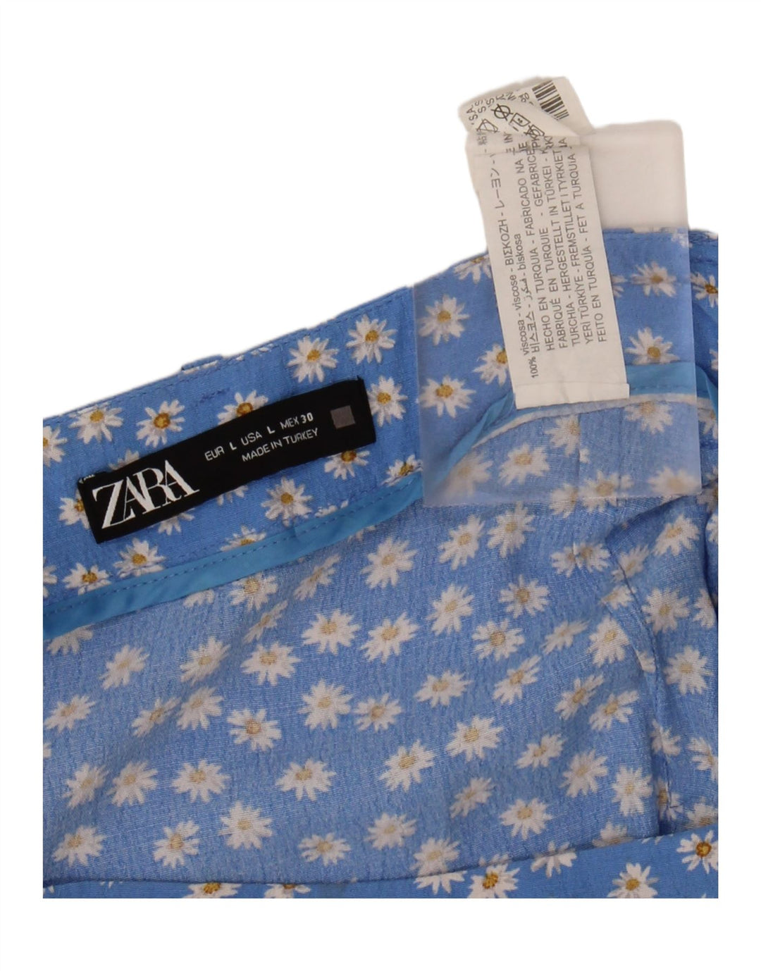 ZARA Womens Mini Skirt Large W30  Blue Floral Viscose Vintage Zara and Second-Hand Zara from Messina Hembry 