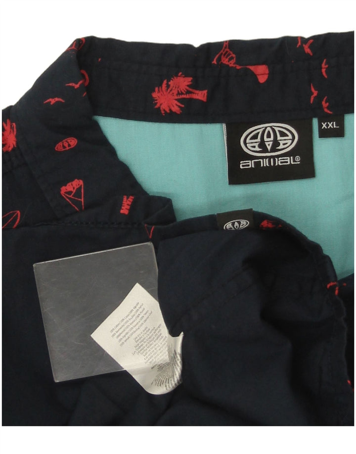 Muška košulja kratkih rukava sa životinjskim apstraktnim uzorkom 2XL tamnoplavi pamuk