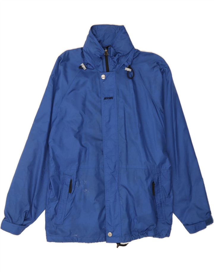 K-WAY Mens Hooded Rain Jacket UK 36 Small Blue Polyamide Vintage K-Way and Second-Hand K-Way from Messina Hembry 