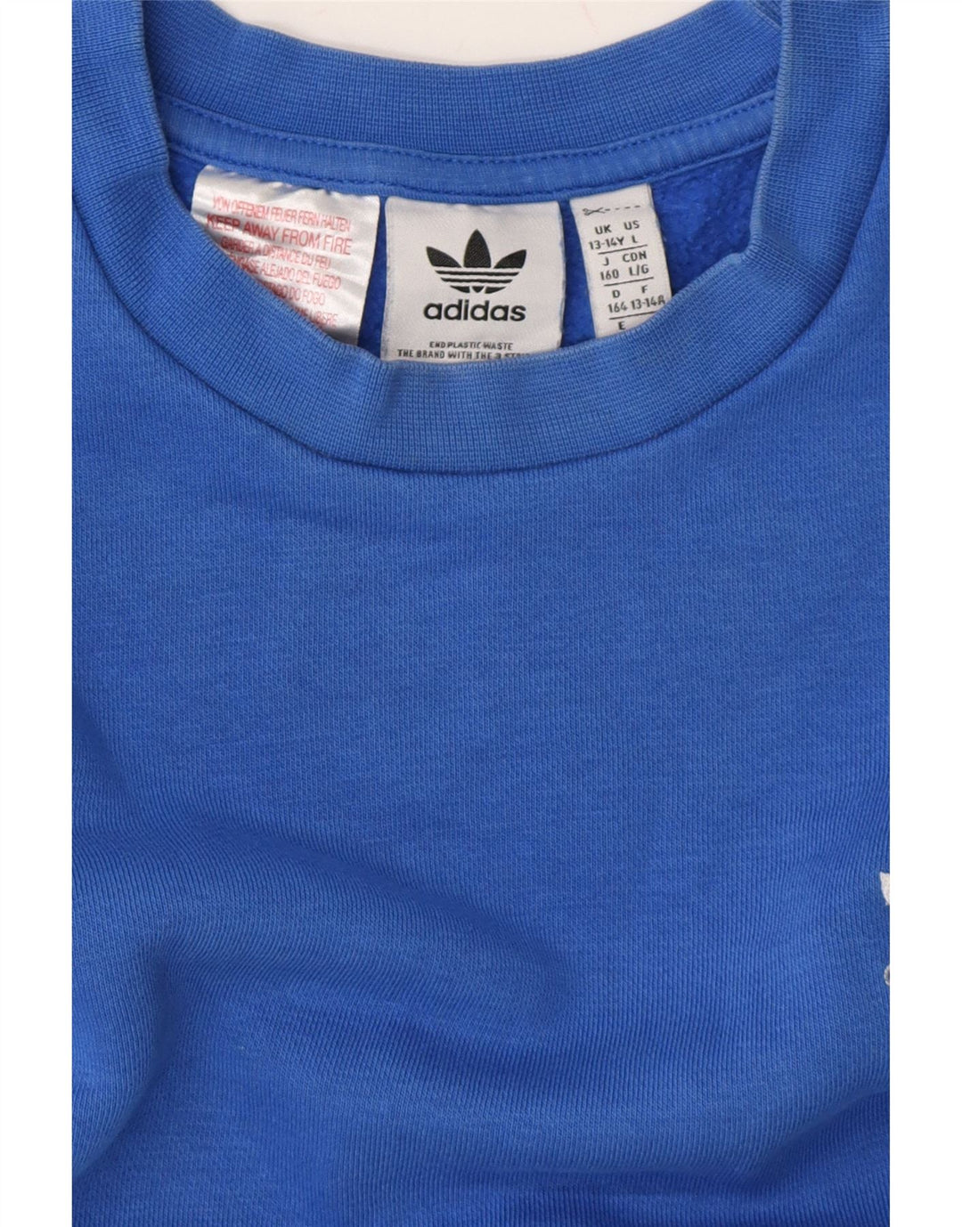 ADIDAS Boys Sweatshirt Jumper 13-14 Years  Blue Cotton Vintage Adidas and Second-Hand Adidas from Messina Hembry 