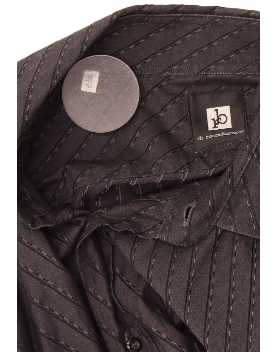 Muška košulja ROCCOBAROCCO, veličina 16 41, veliki pamuk na crne pruge