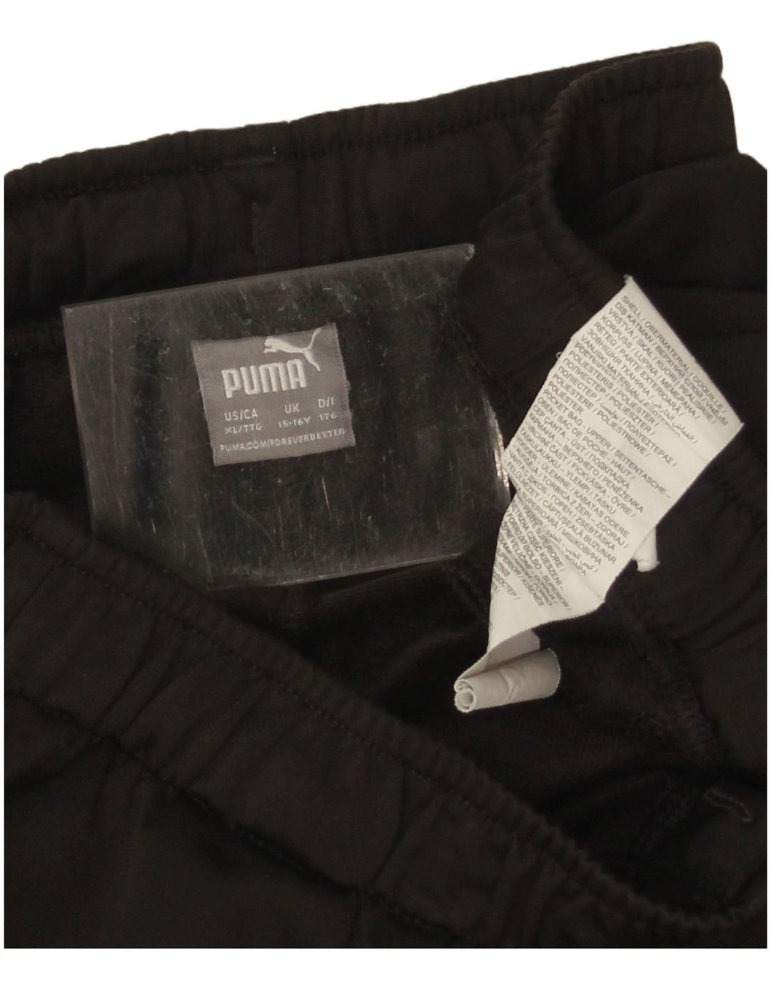 Puma Hlače za trenirku za dječake 15-16 godina, crne poliesterske