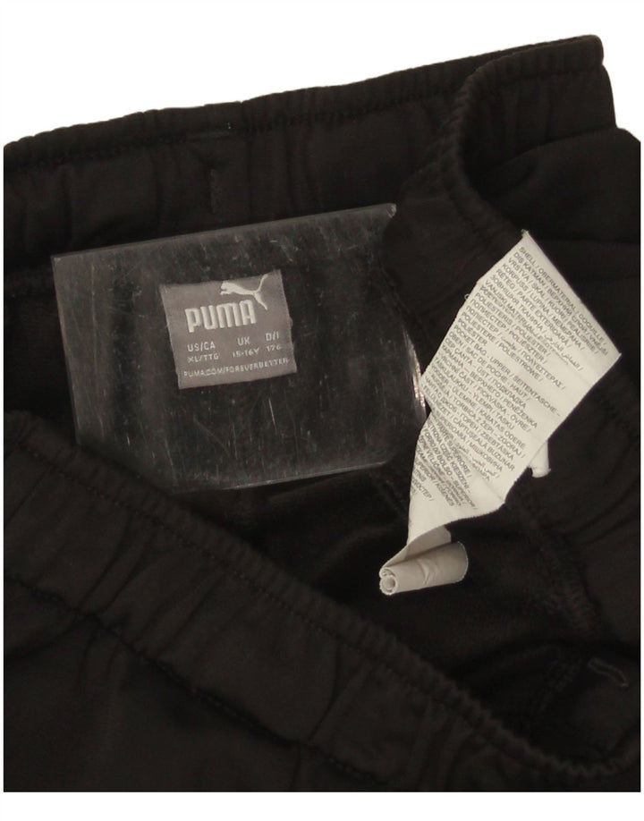 Puma Hlače za trenirku za dječake 15-16 godina, crne poliesterske