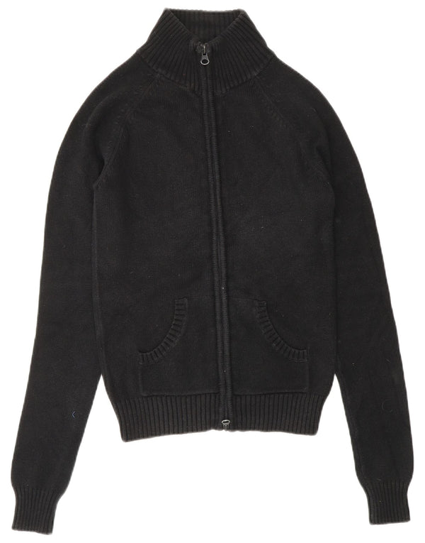 ZARA Womens Cardigan Sweater UK 8 Small Black Cotton
