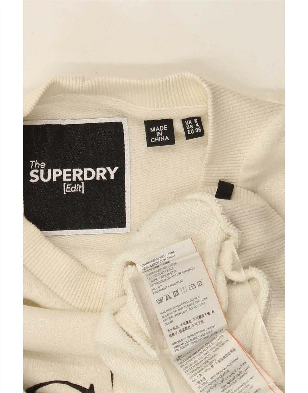 Superdry ženska prekomjerna majica s kratkim rukavima UK 8 Small Off White