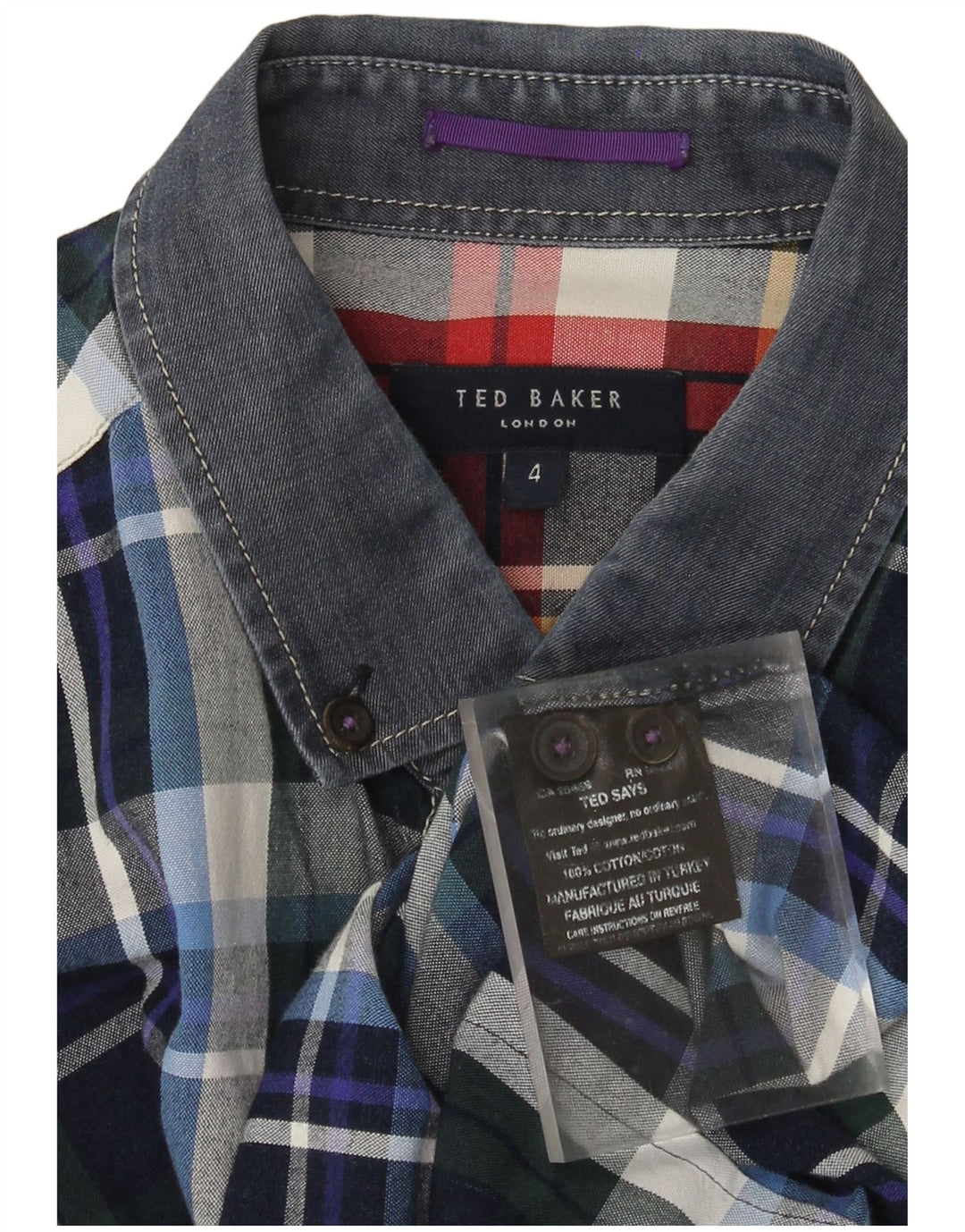 Ted Baker muška košulja veličine 4, veliki tamnoplavi karirani pamuk