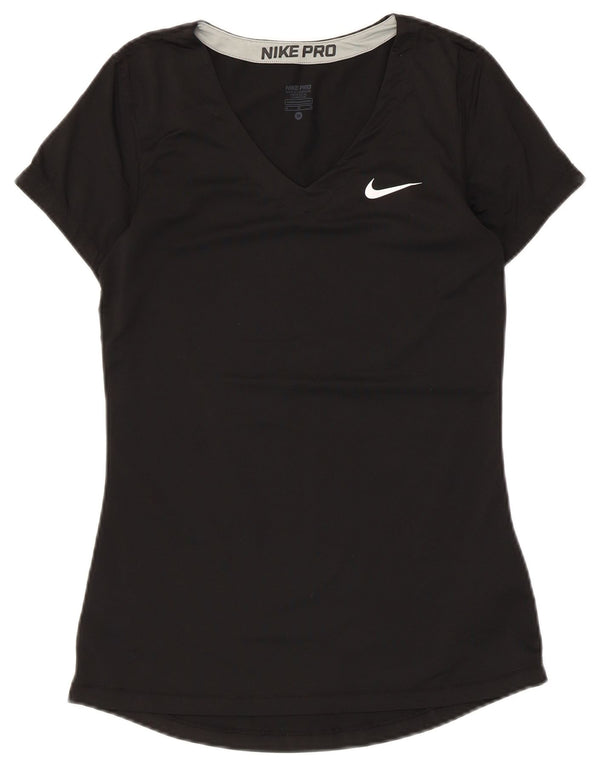 Nike Ženska Dri Fit majica kratkih rukava UK 12 srednje crni poliester