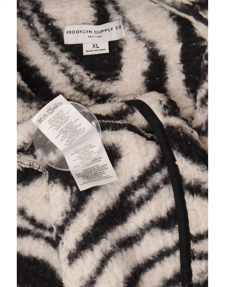 Vintage ženska jakna od flisa s apstraktnim uzorkom UK 18 XL crna