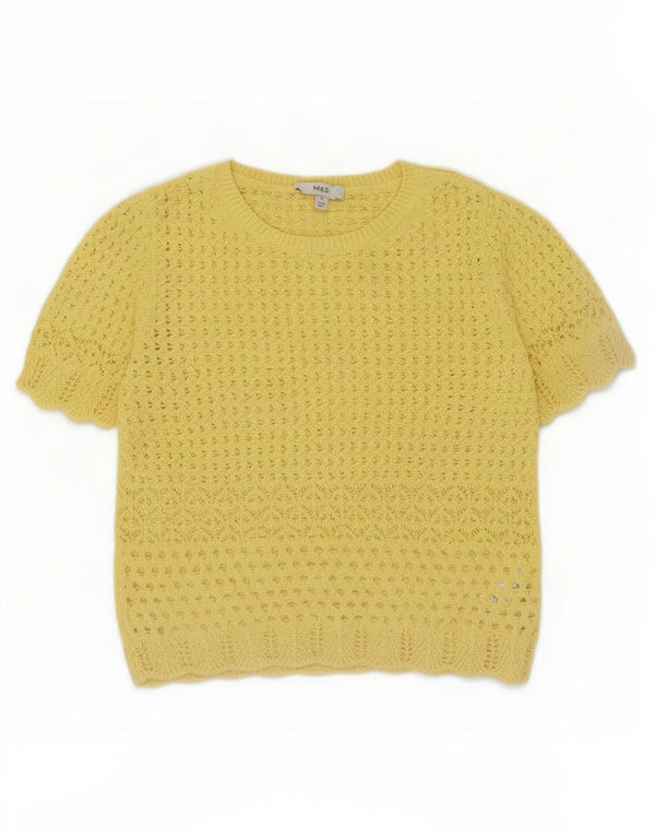 Marks & Spencer ženska heklana bluza UK 12 srednje žuti poliester