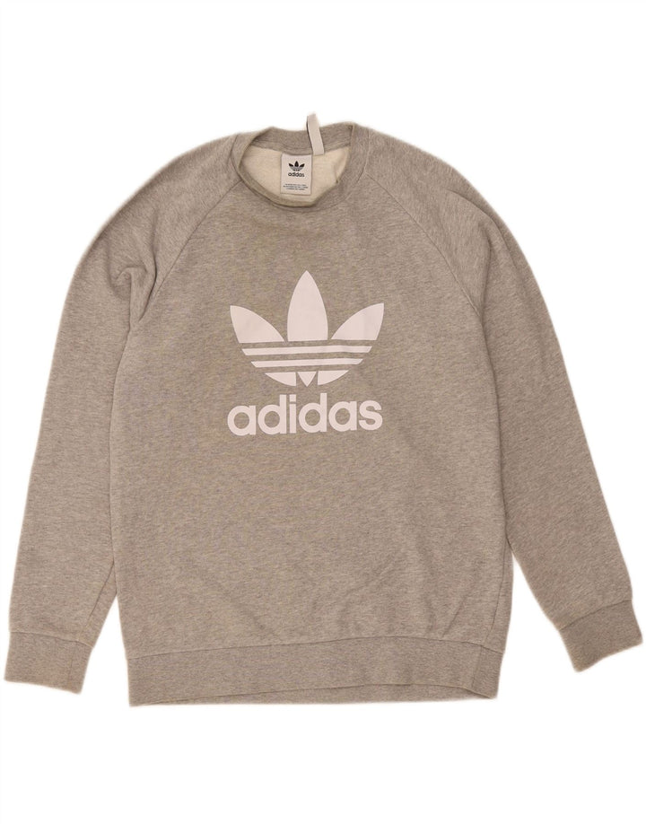 ADIDAS Mens Graphic Sweatshirt Jumper Medium Grey Cotton Vintage Adidas and Second-Hand Adidas from Messina Hembry 