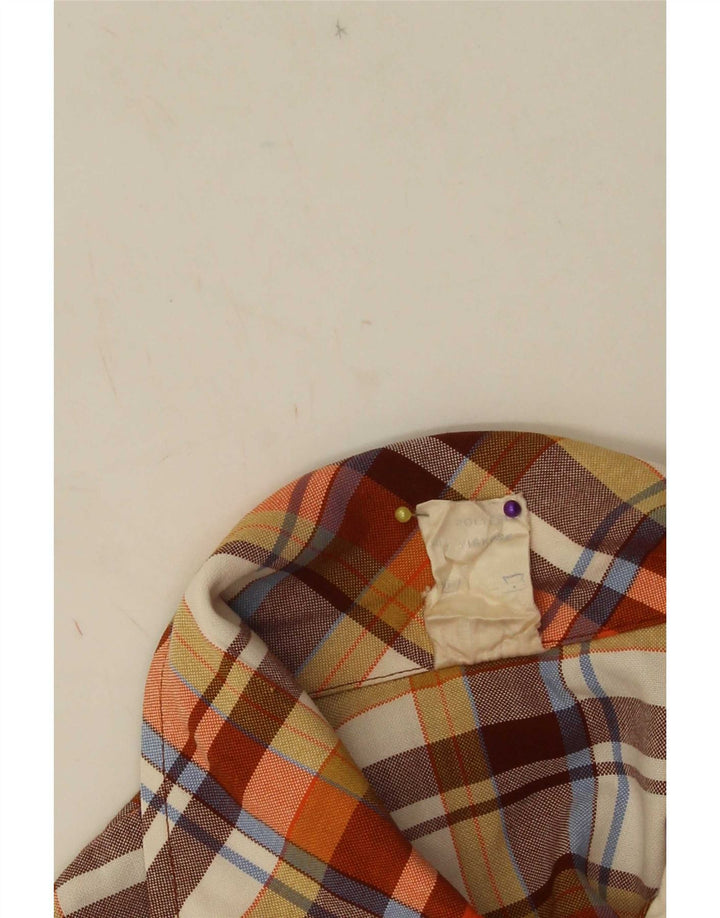 Vintage ženska plašt haljina bez rukava IT 42 Srednje narančasti karirani poliester