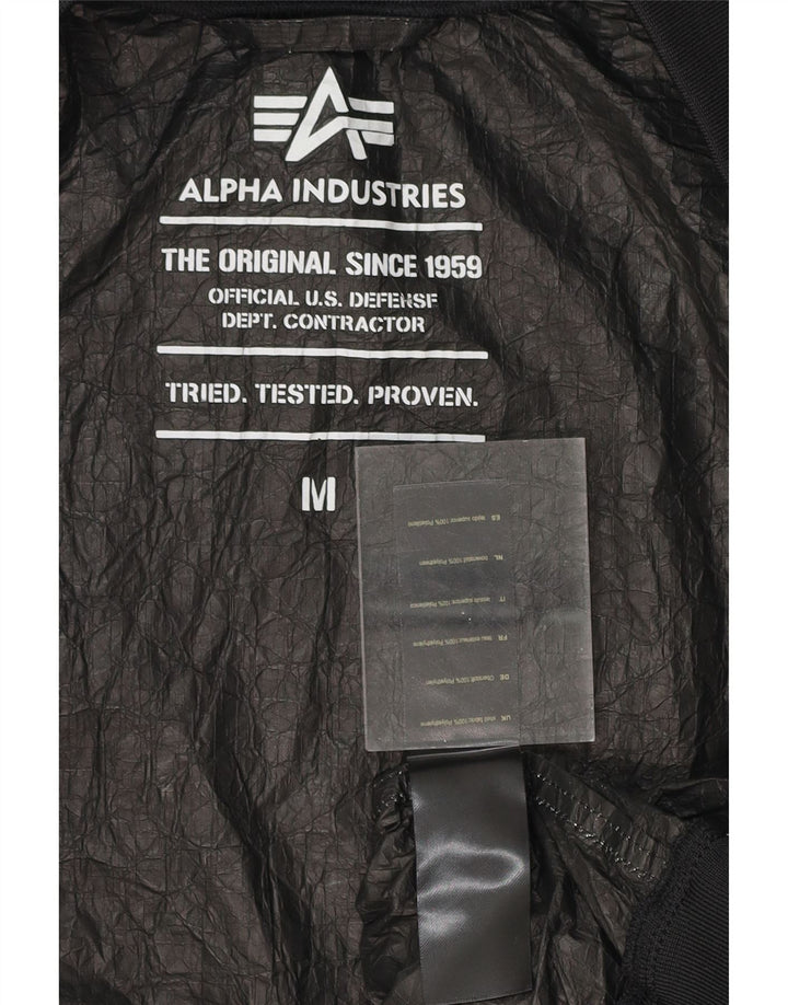 ALPHA INDUSTRIES Womens Bomber Jacket UK 14 Medium Black Polyurethane Vintage Alpha Industries and Second-Hand Alpha Industries from Messina Hembry 