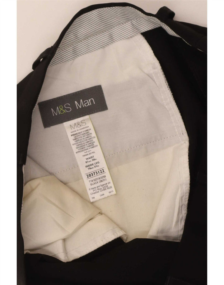 Marks & Spencer muške hlače ravnog odijela W38 L31 crni poliester