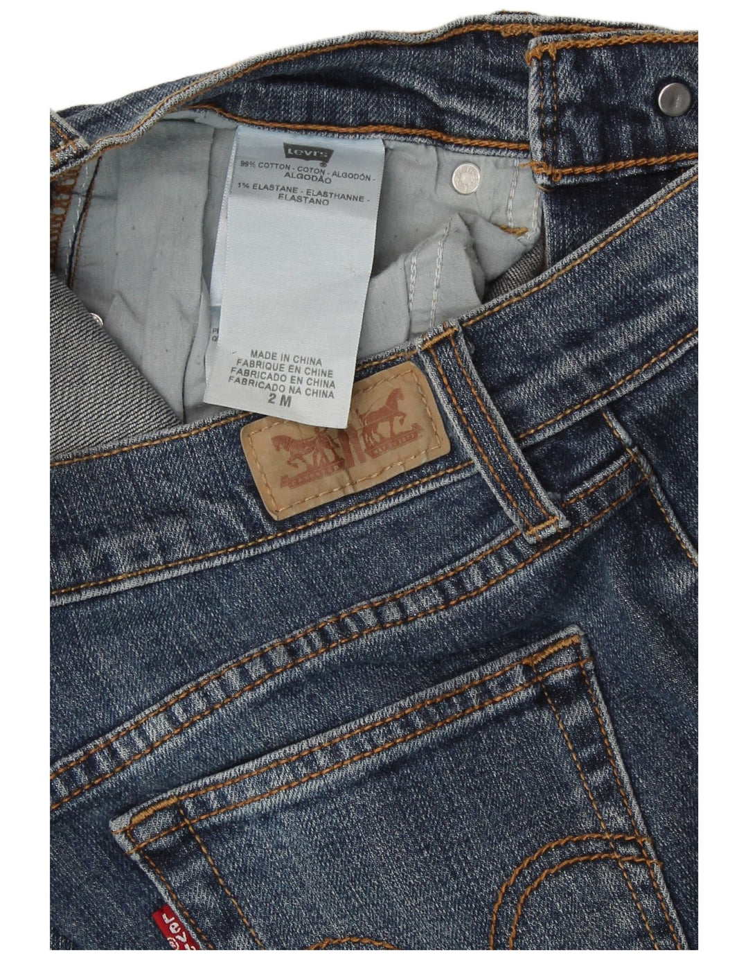 LEVI'S ženske 505 ravne traperice US 2 XS W25 L31 plavi pamuk