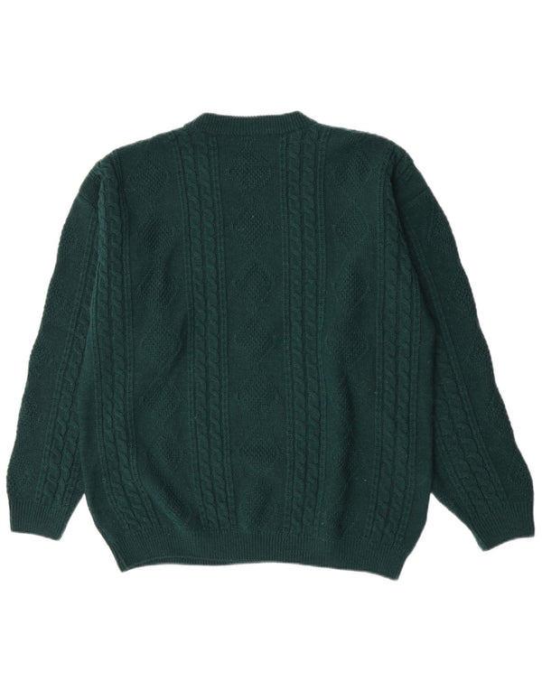 Vintage muški džemper s okruglim izrezom 2XL zeleni akril