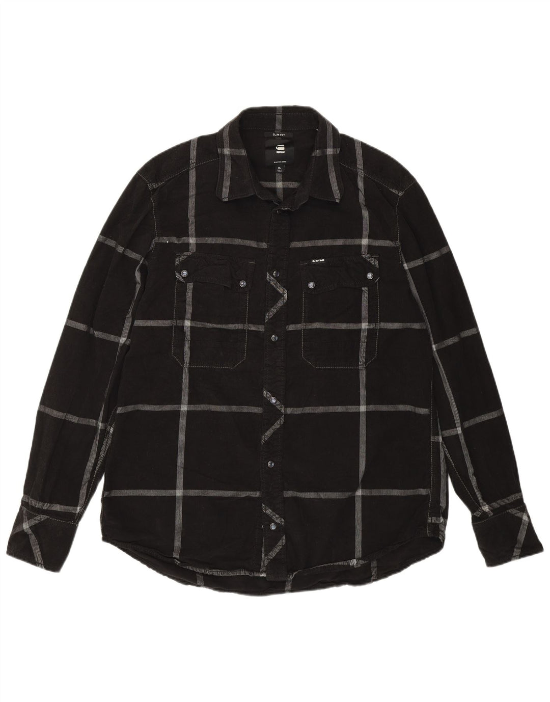G-Star muška košulja od samta XL crni pamuk na karu