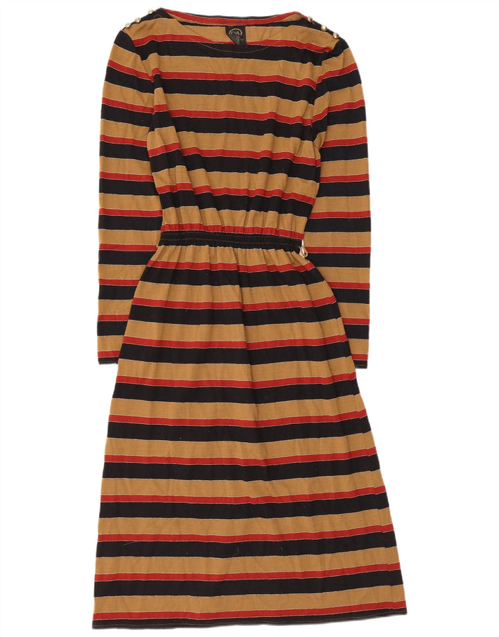 C&A ženska maksi haljina dugih rukava EU 38 Srednje smeđa prugasta akrilna haljina