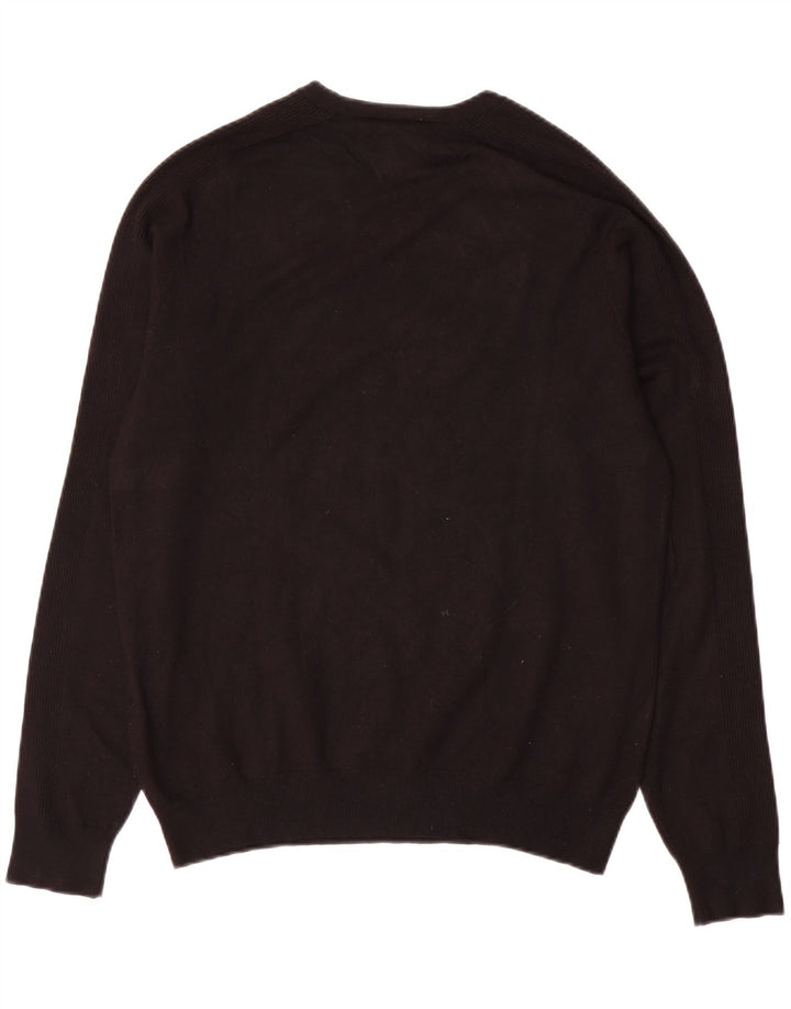 Armani Jeans, muški pulover s V-izrezom, velika crna viskoza