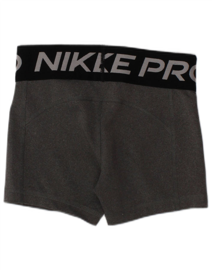 NIKE Girls Dri Fit Graphic Sport Shorts 6-7 Years XS Gray Poliester