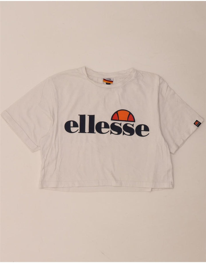 ELLESSE Ženska skraćena majica kratkih rukava UK 10 Mali bijeli pamuk