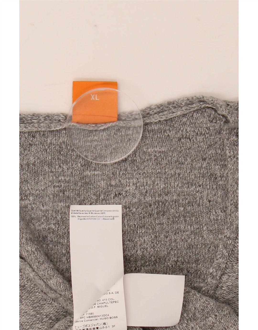 Hugo Boss muški džemper s V-izrezom XL sivi pamuk