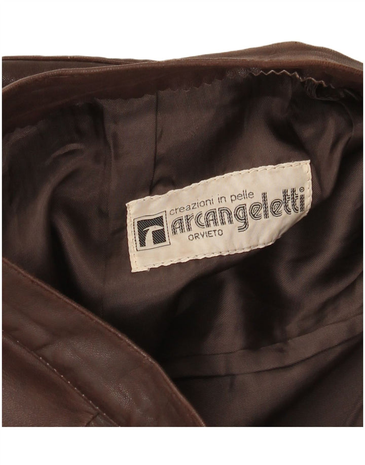 Vintage ženska kožna suknja W28 srednje smeđa koža