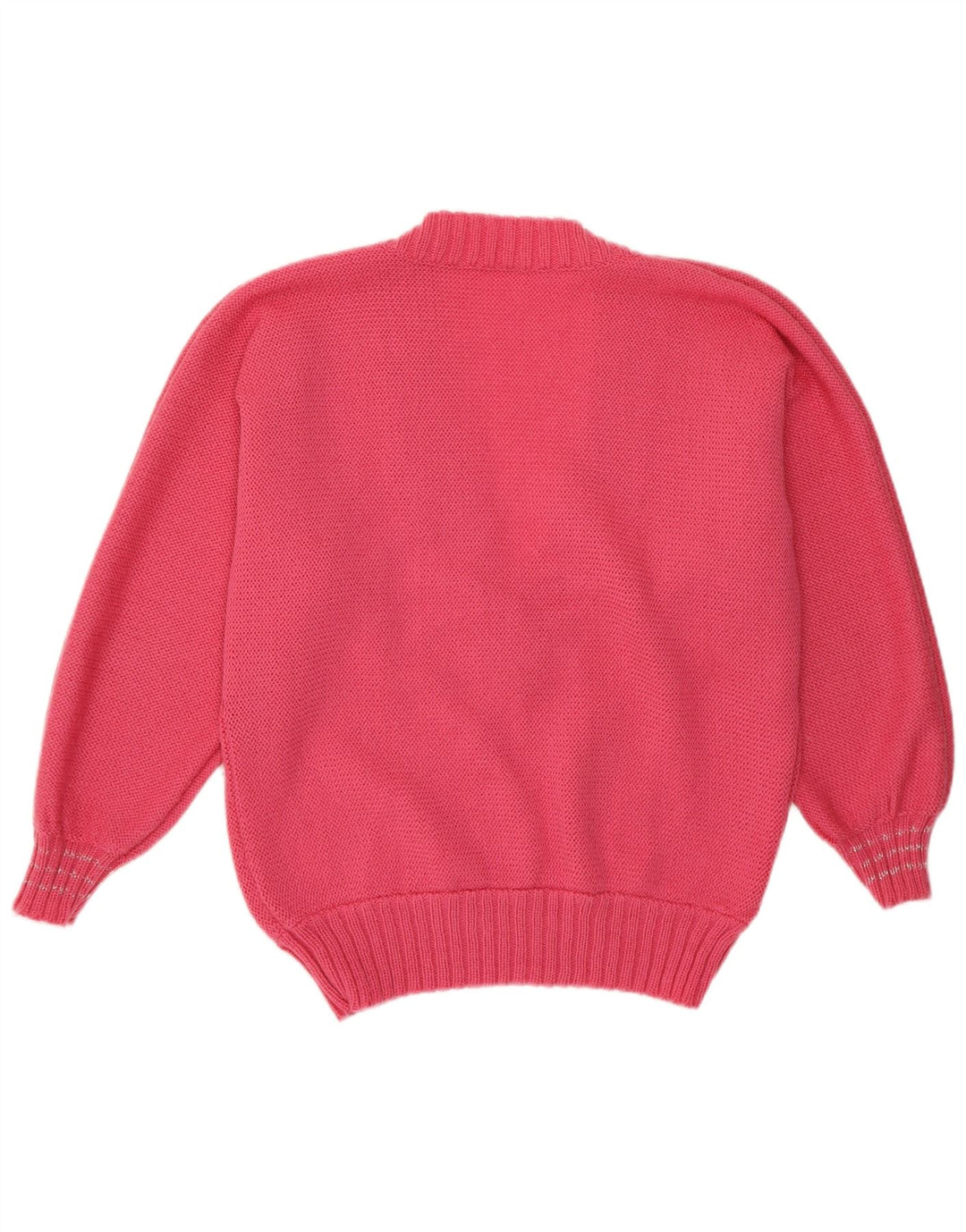 VINTAGE ženski džemper s V-izrezom UK 14 srednje ružičasta