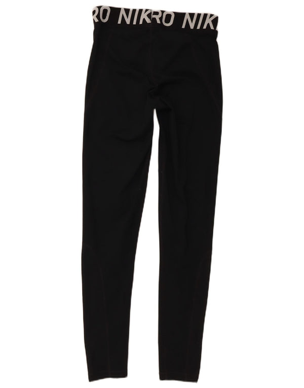 Nike Ženske Dri Fit Graphic Leggings UK 12 Srednje crni poliester